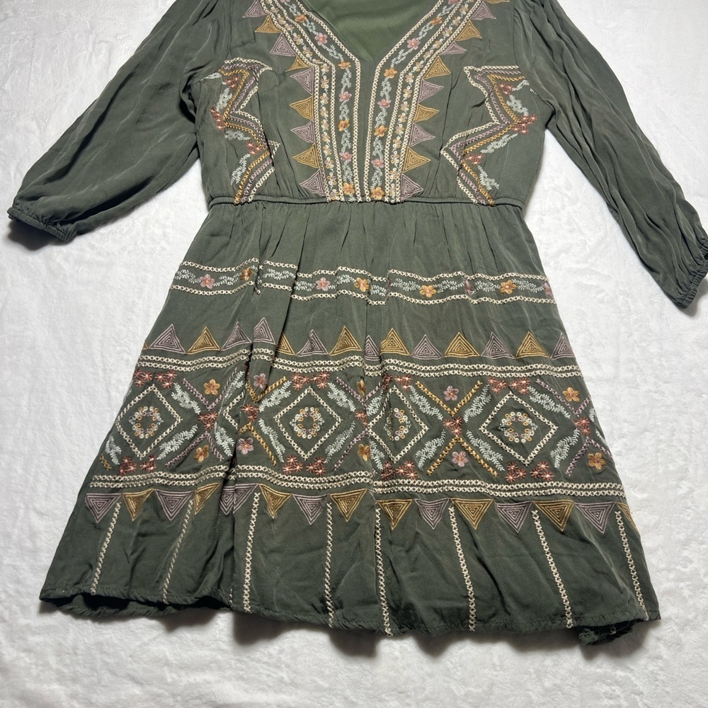 Savanna Jane Embroidered Green Boho‎ Dress